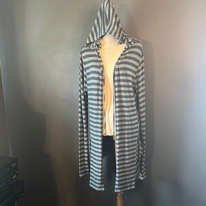 Striped Hooded Cardigan